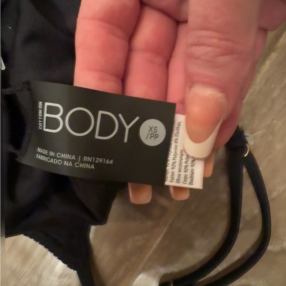 BLACK COTTON ON TEXTURED SCOOP NECK ONE PIECE SWIMSUIT CHEEKY BOTTOM XS - Picture 4 of 10